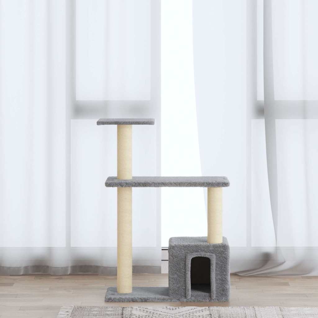 Cat Furniture Tree Sisal Scratching Posts Dark Grey Cream Light Grey Plush 54 Cm