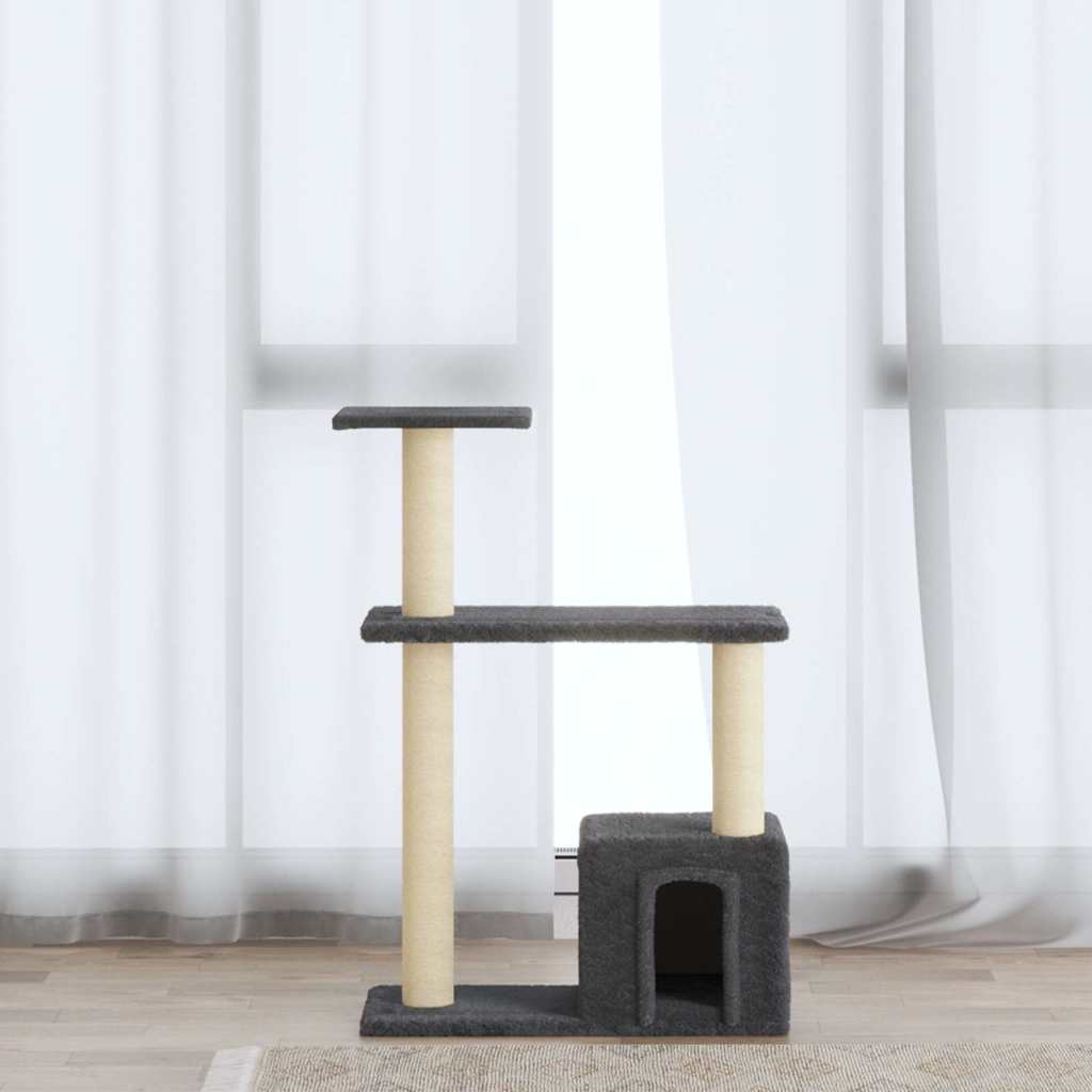 Cat Furniture Tree Sisal Scratching Posts Dark Grey Cream Light Grey Plush 54 Cm