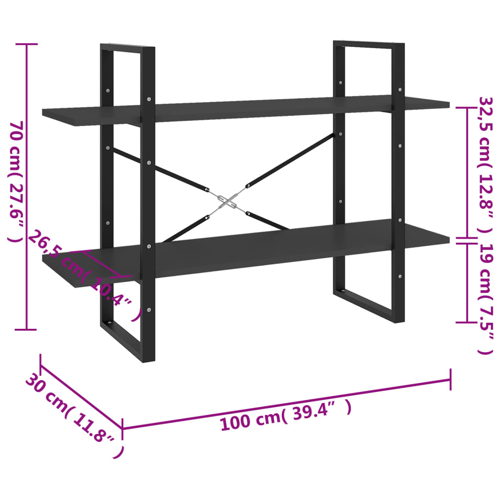 2-Tier Book Cabinet 100X30X
