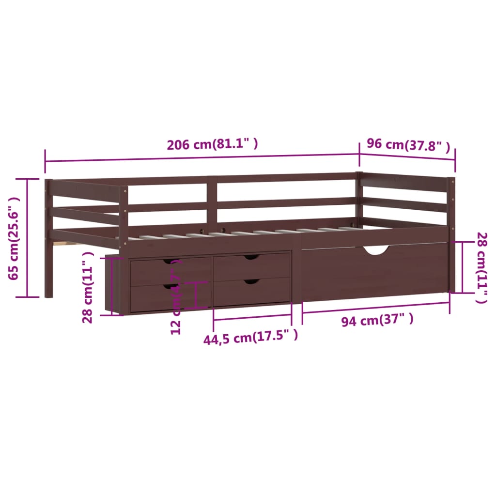 Bed Frame With Storage Without Mattress 90X200 Cm