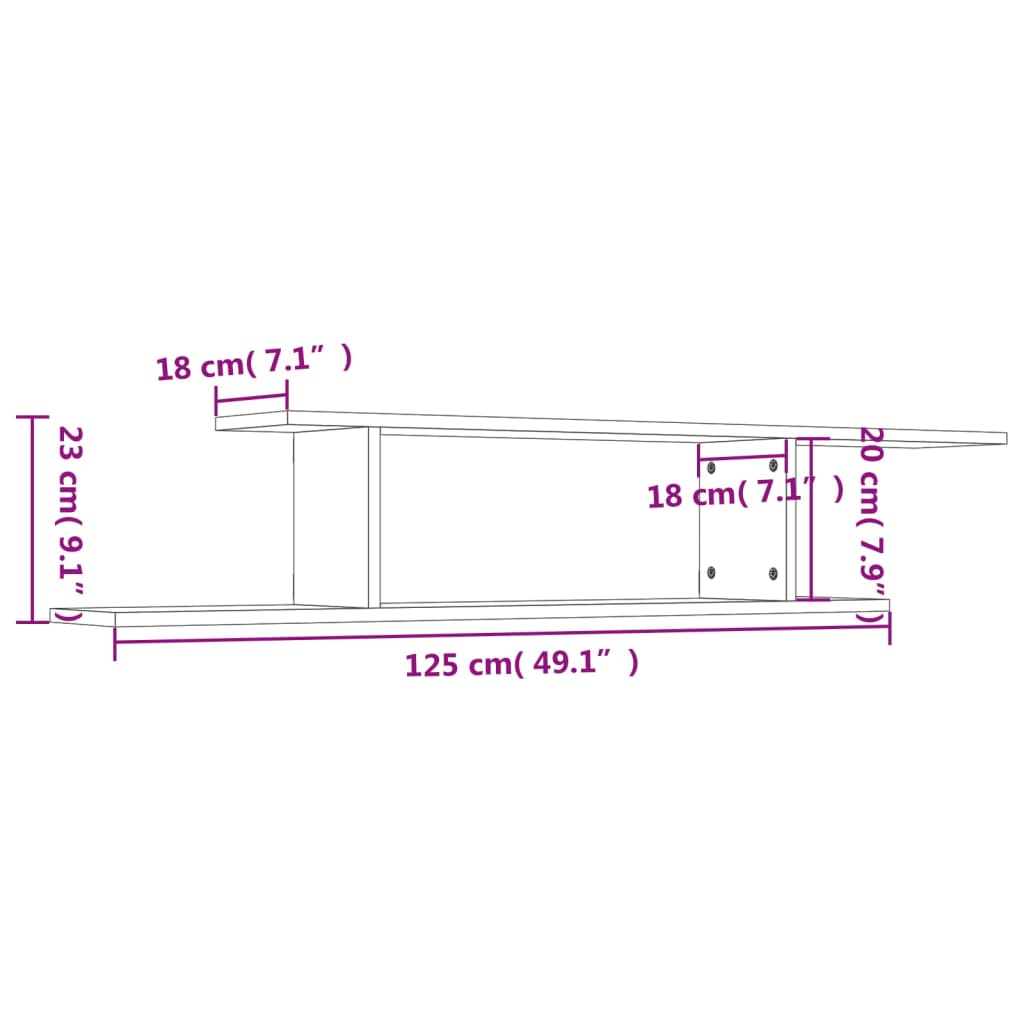 Wall-Mounted Tv Shelf 125X18X23 Cm Engineered Wood