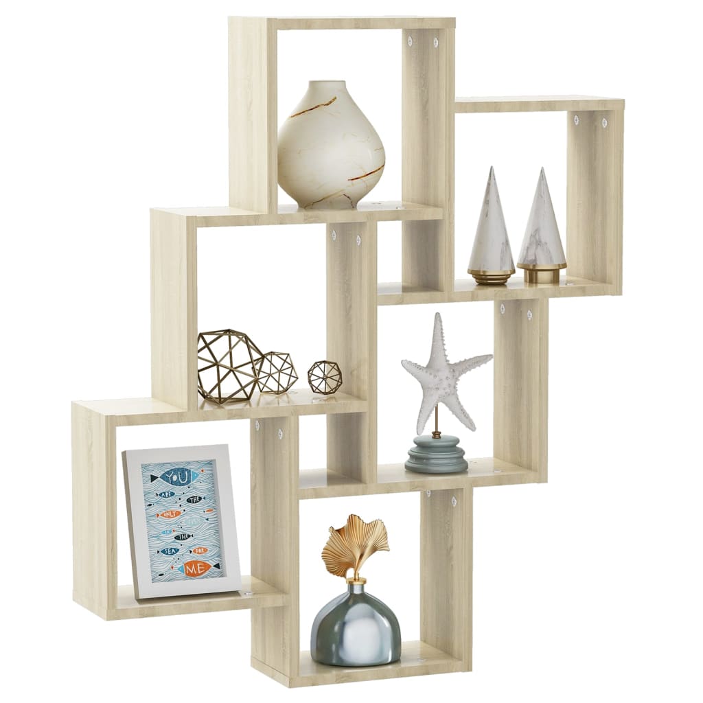 Wall Cube Shelf 78X15X93 Cm Engineered Wood