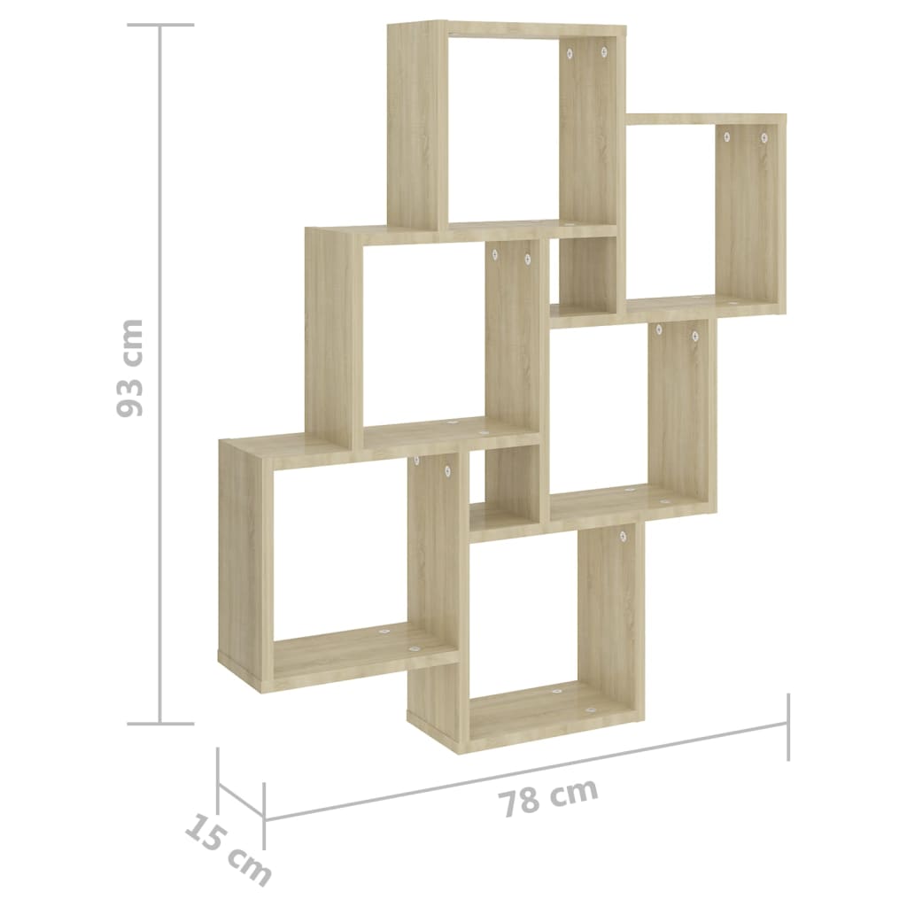 Wall Cube Shelf 78X15X93 Cm Engineered Wood