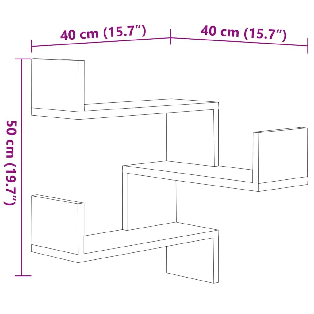 Wall Corner Shelf 2 Pcs 40X40X50 Cm Engineered Wood