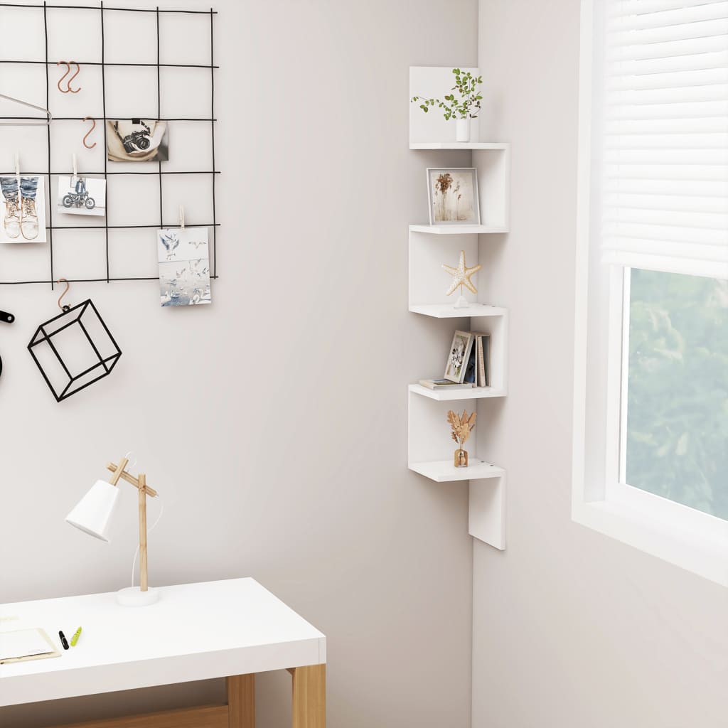 Wall Corner Shelf 32X32X127,5 Cm Engineered Wood