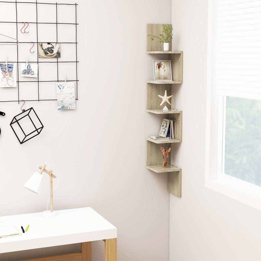 Wall Corner Shelf 32X32X127,5 Cm Engineered Wood