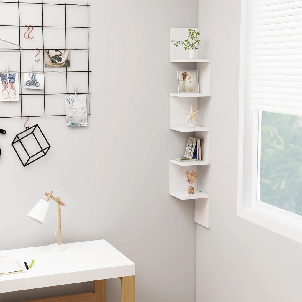 Wall Corner Shelf 32X32X127,5 Cm Engineered Wood
