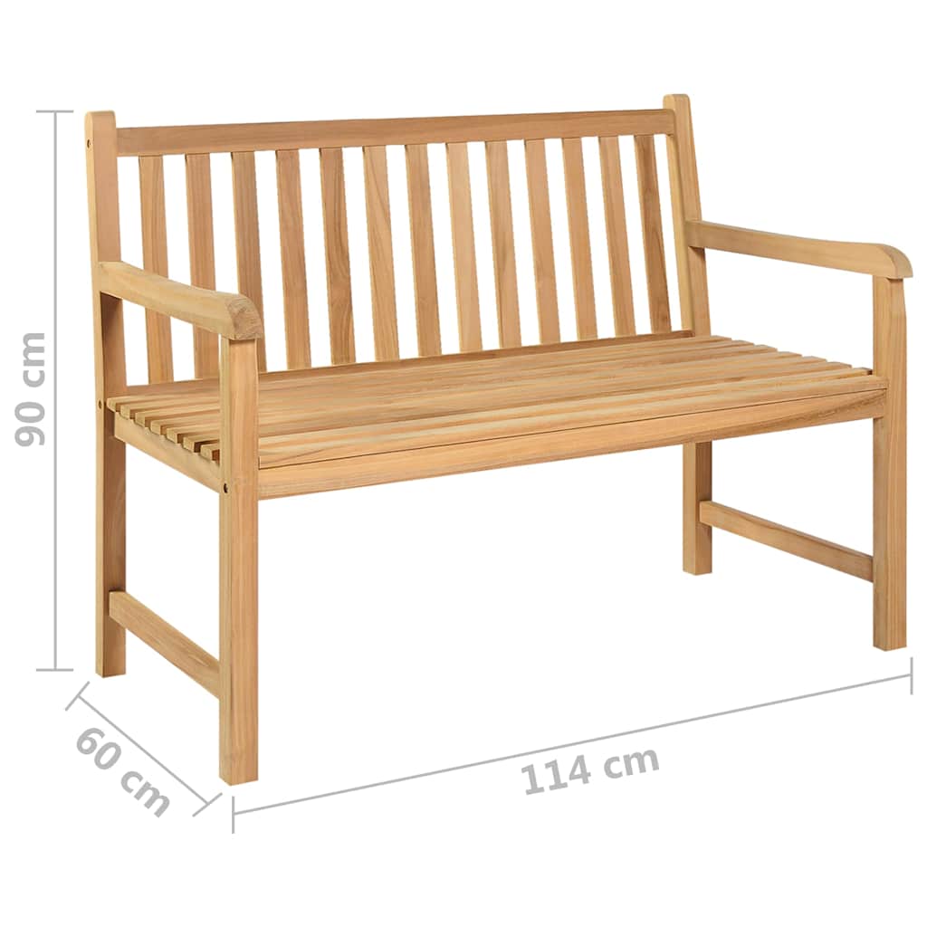 Outdoor Bench Solid Teak Wood Garden Patio Park Seat Heavy Duty Wooden 114 cm