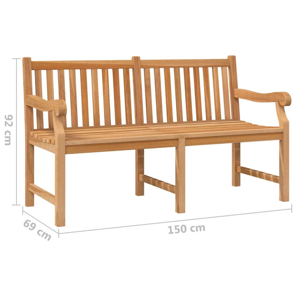 Garden Bench 150 Cm Solid Teak Wood