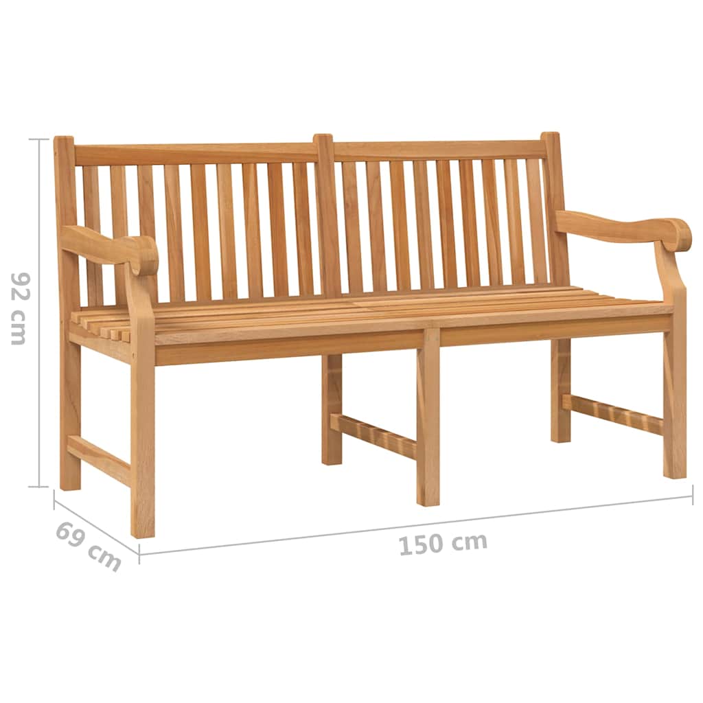Outdoor Bench 150cm Solid Teak Garden Patio Park Seat Wooden Furniture 150 x 69