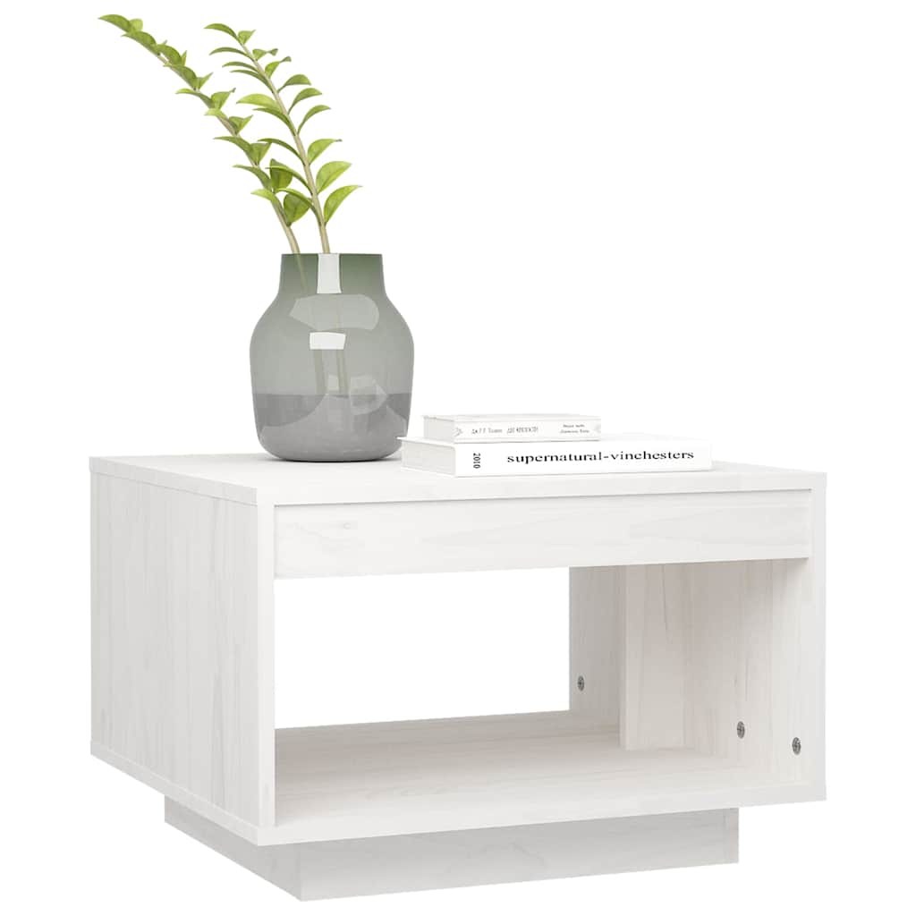 Coffee Table Solid Pine Wood Rustic Wooden Living Room Furniture 50x50cm White 5