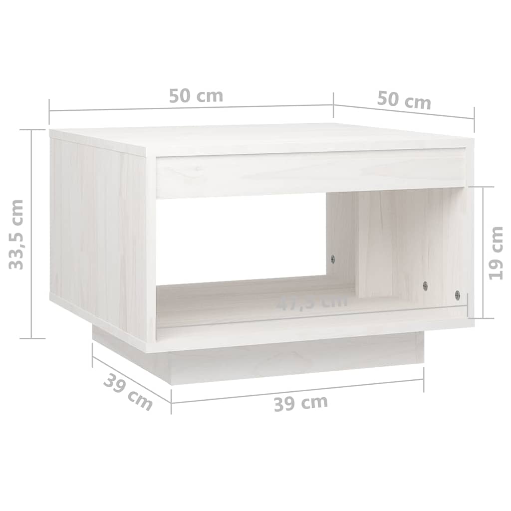 Coffee Table Solid Pine Wood Rustic Wooden Living Room Furniture 50x50cm White 5