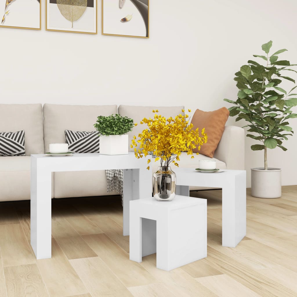 Nesting Coffee Tables 3 Pcs Engineered Wood