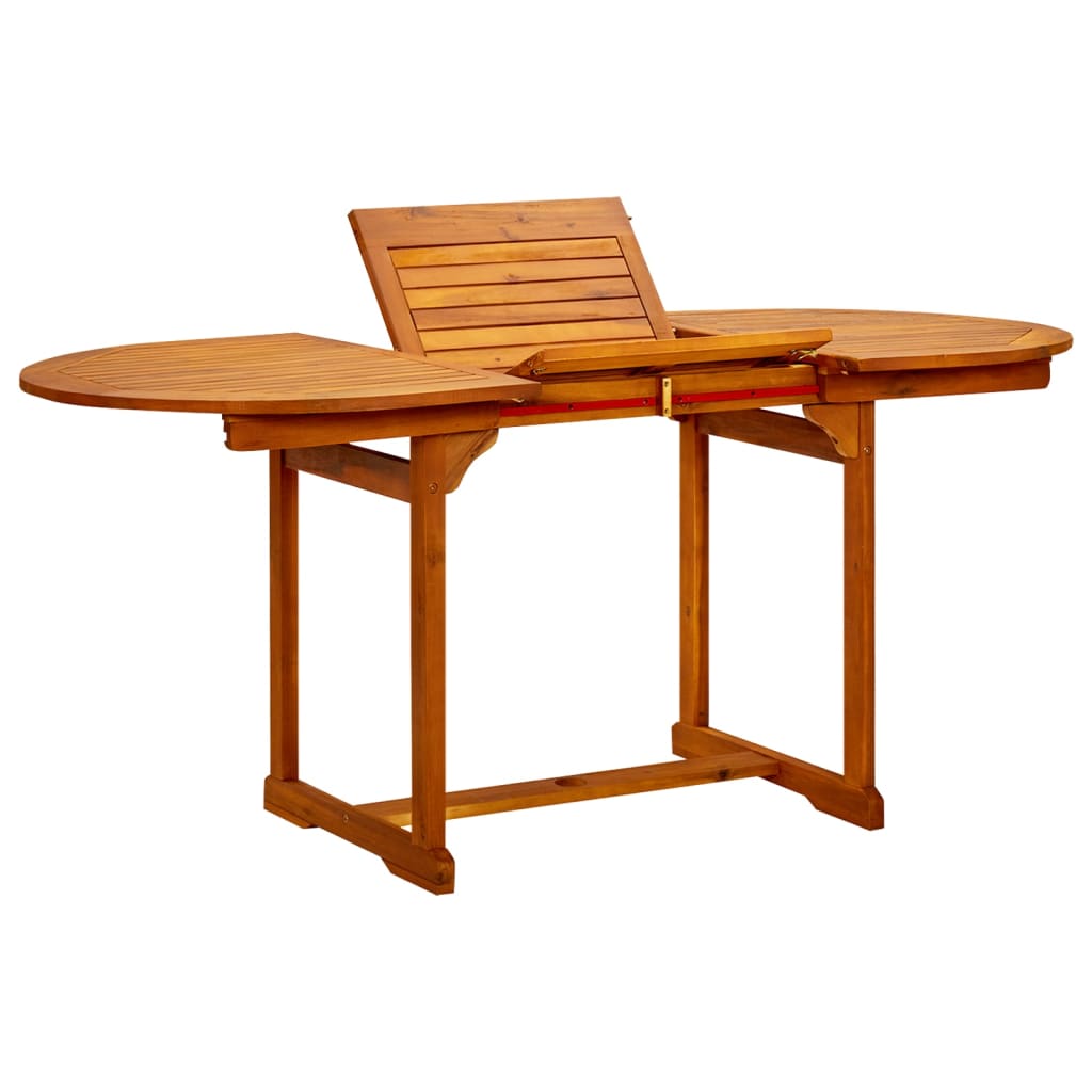 Garden Dining Table (120-170)X80X75 Cm Solid Acacia Wood