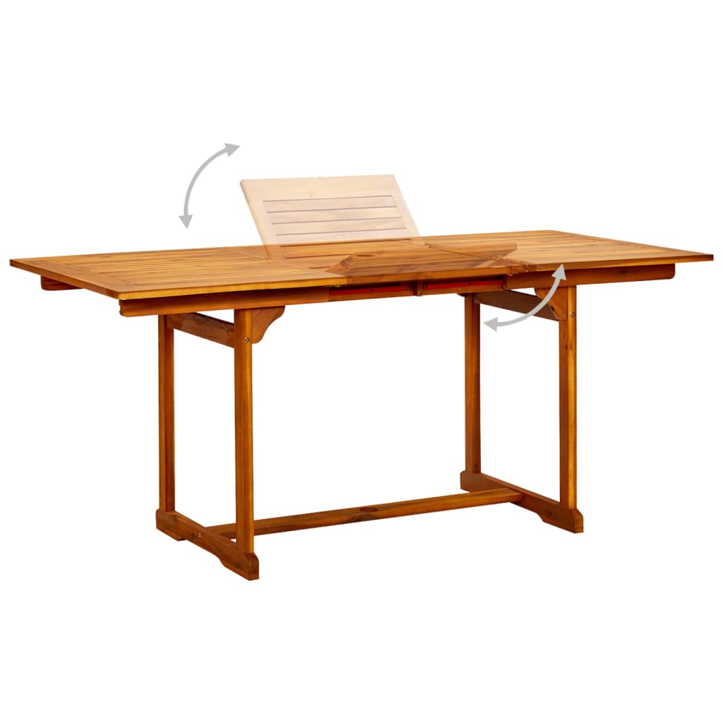 Garden Dining Table (120-170)X80X75 Cm Solid Acacia Wood