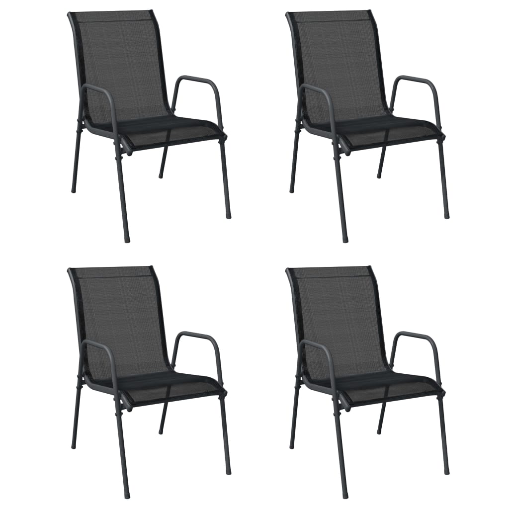 Garden Chairs 4 Pcs Steel And Textilene Black