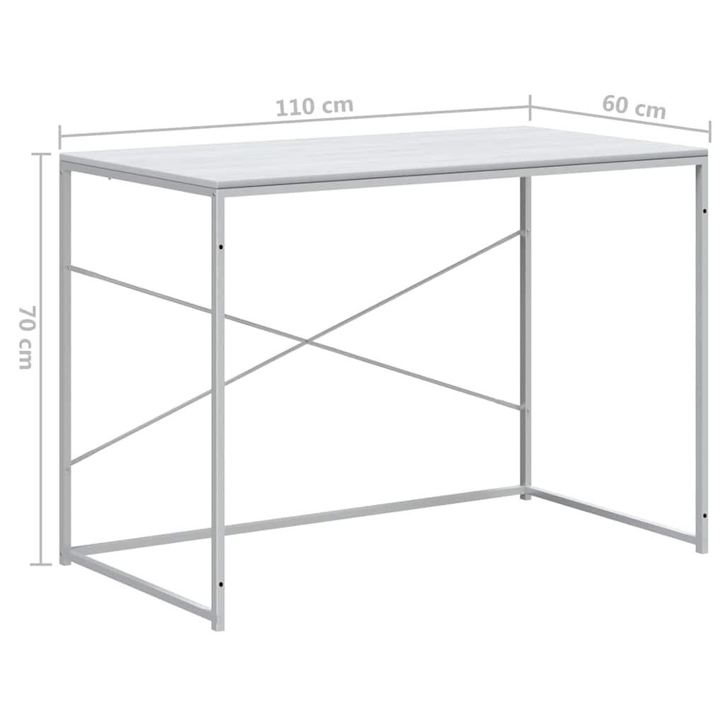 Desk Black Computer 110X60Cm Office Work Writing Table Metal Frame 110 Cm White