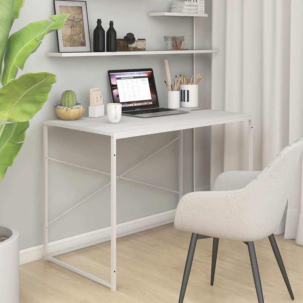 Desk Black Computer 110X60Cm Office Work Writing Table Metal Frame 110 Cm White