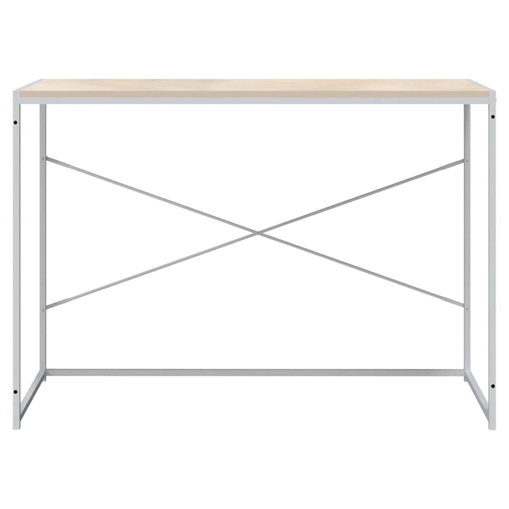 Desk Black Computer 110X60Cm Office Work Writing Table Metal Frame 110 Cm White