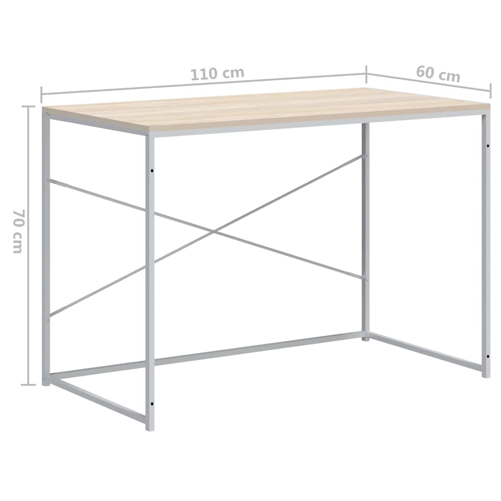 Desk Black Computer 110X60Cm Office Work Writing Table Metal Frame 110 Cm White