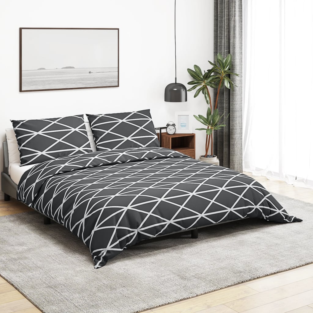 Duvet Cover Set Navy 220X240 Cm Cotton