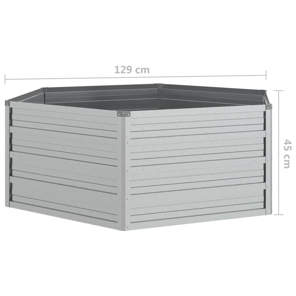 Garden Raised Bed 129X45 Cm Galvanized Steel
