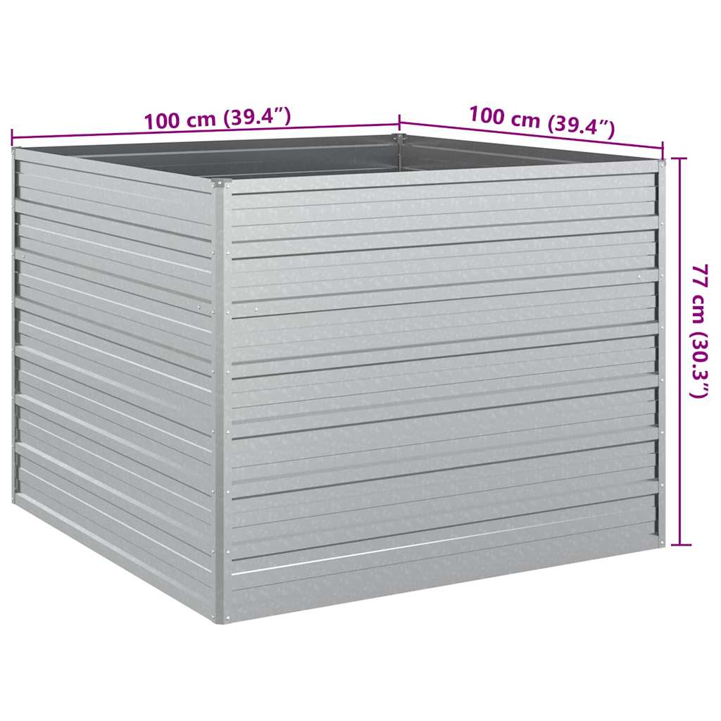 Planter Galvanised Steel Raised Garden Bed Outdoor Vegetable Silver 600 x 80 x 4