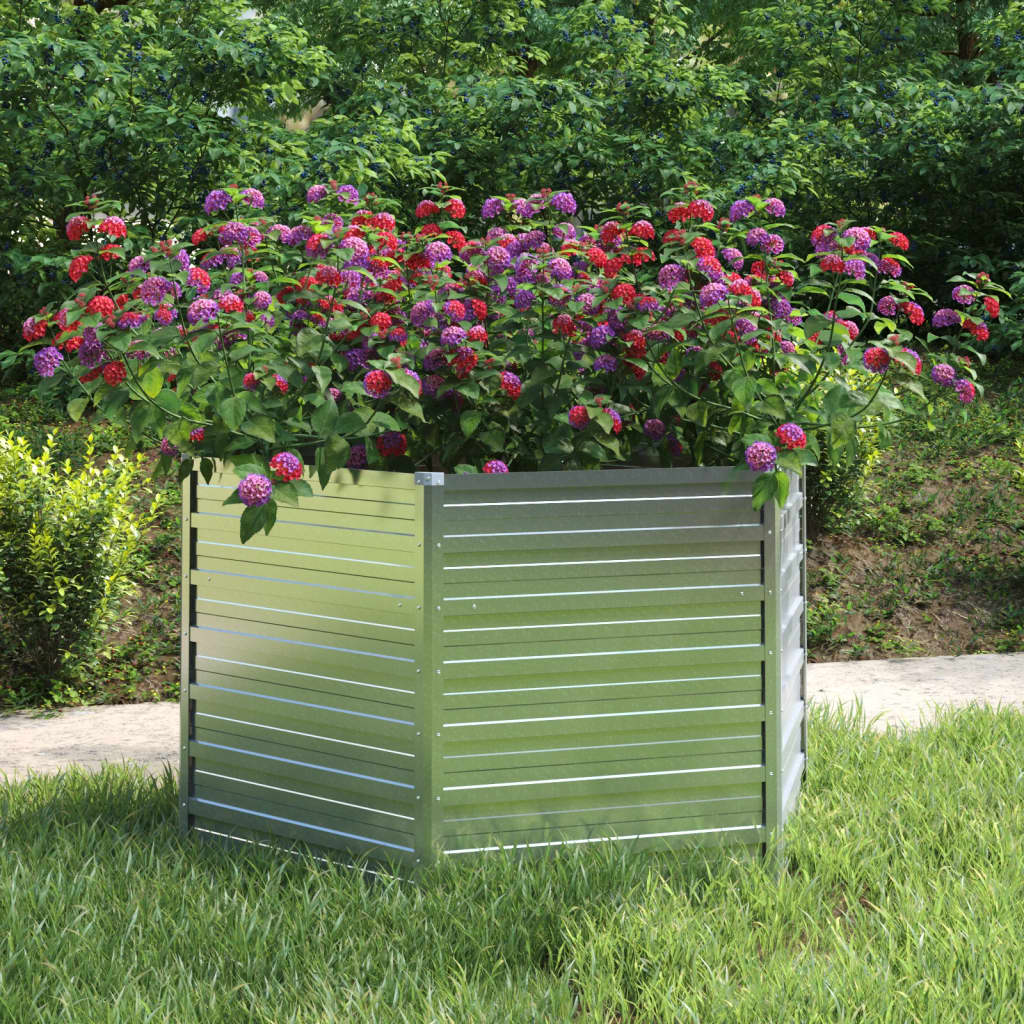 Garden Raised Bed 129X45 Cm Galvanized Steel