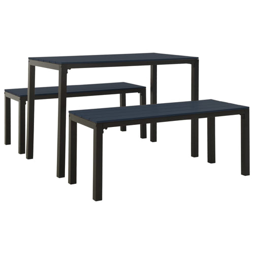 3 Piece Garden Dining Set Steel And Wpc
