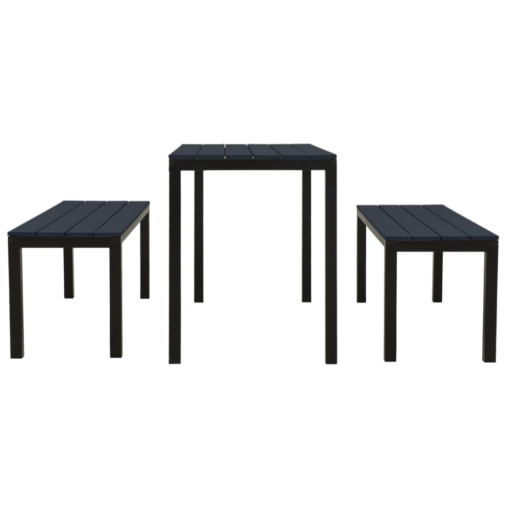 3 Piece Garden Dining Set Steel And Wpc
