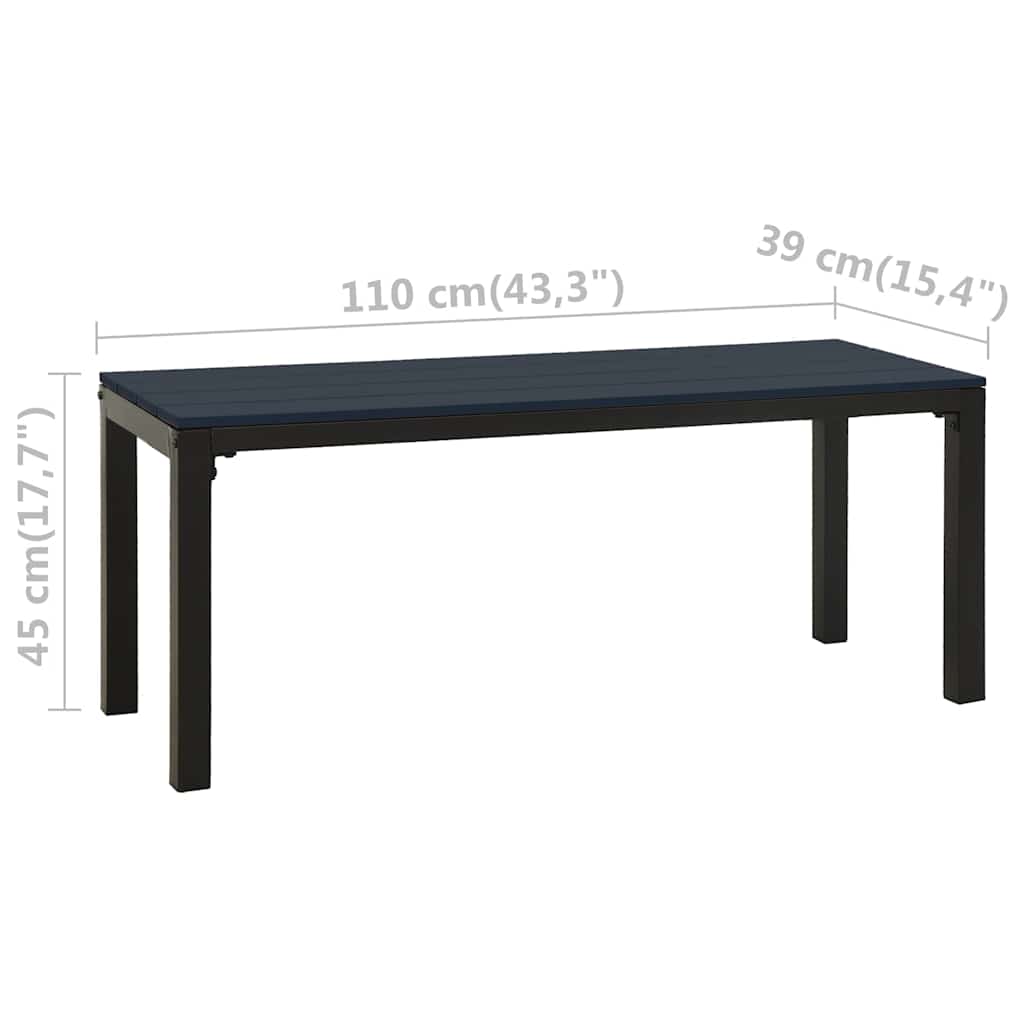 Outdoor Furniture Set 3 Piece Garden Dining Steel & WPC Patio Table Chairs black