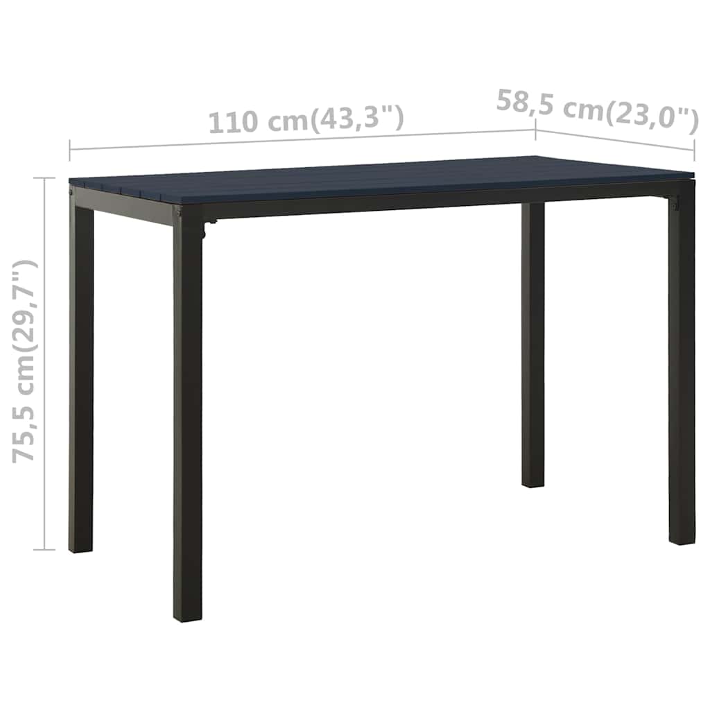 Outdoor Furniture Set 3 Piece Garden Dining Steel & WPC Patio Table Chairs black