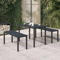 Outdoor Furniture Set 3 Piece Garden Dining Steel & WPC Patio Table Chairs black