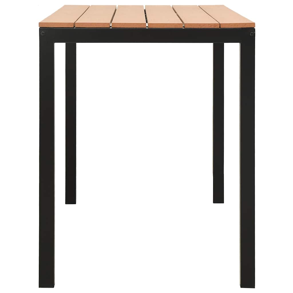 Outdoor Furniture Set 3 Piece Garden Dining Steel & Wpc Patio Table Chairs Black
