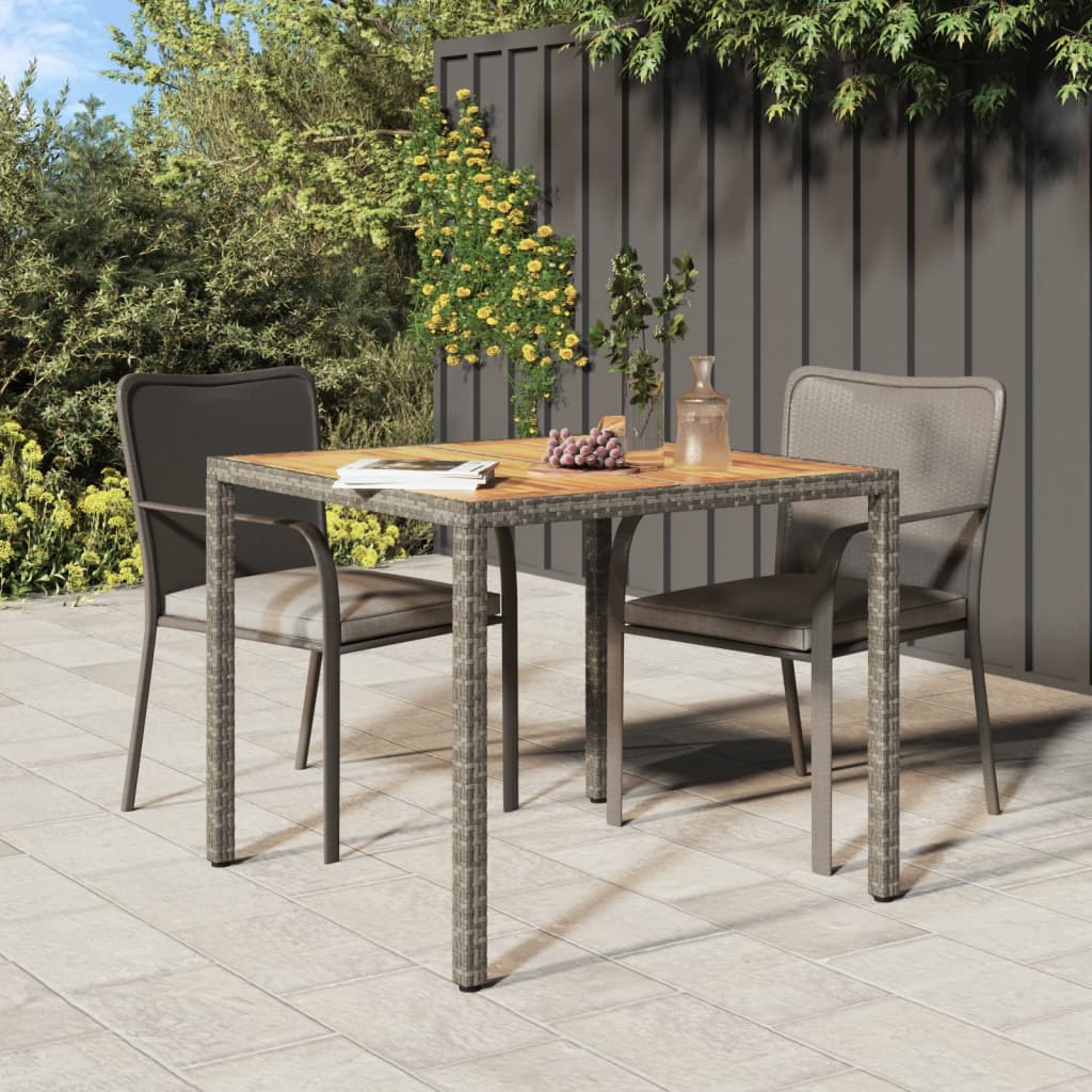 Garden Table Poly Rattan And Acacia Wood