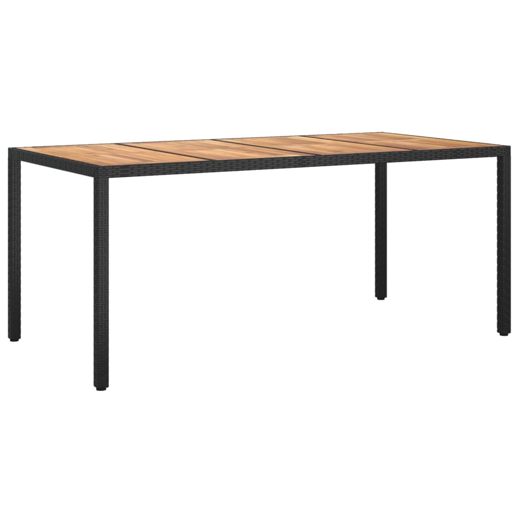 Garden Table Poly Rattan And Acacia Wood