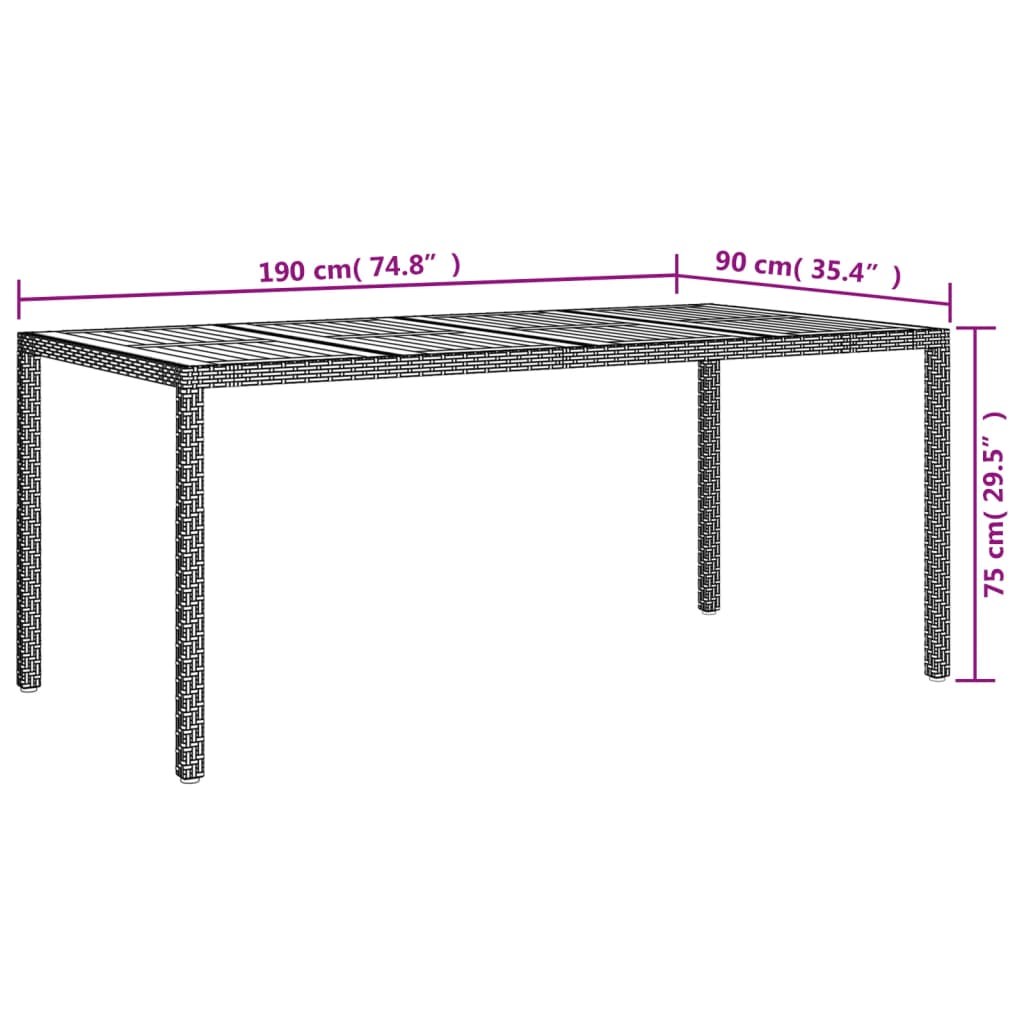 Garden Table Poly Rattan And Acacia Wood