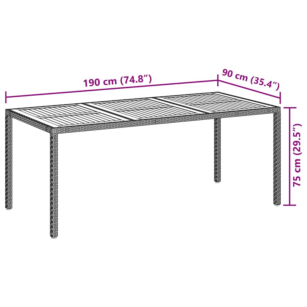 Garden Table Poly Rattan And Acacia Wood