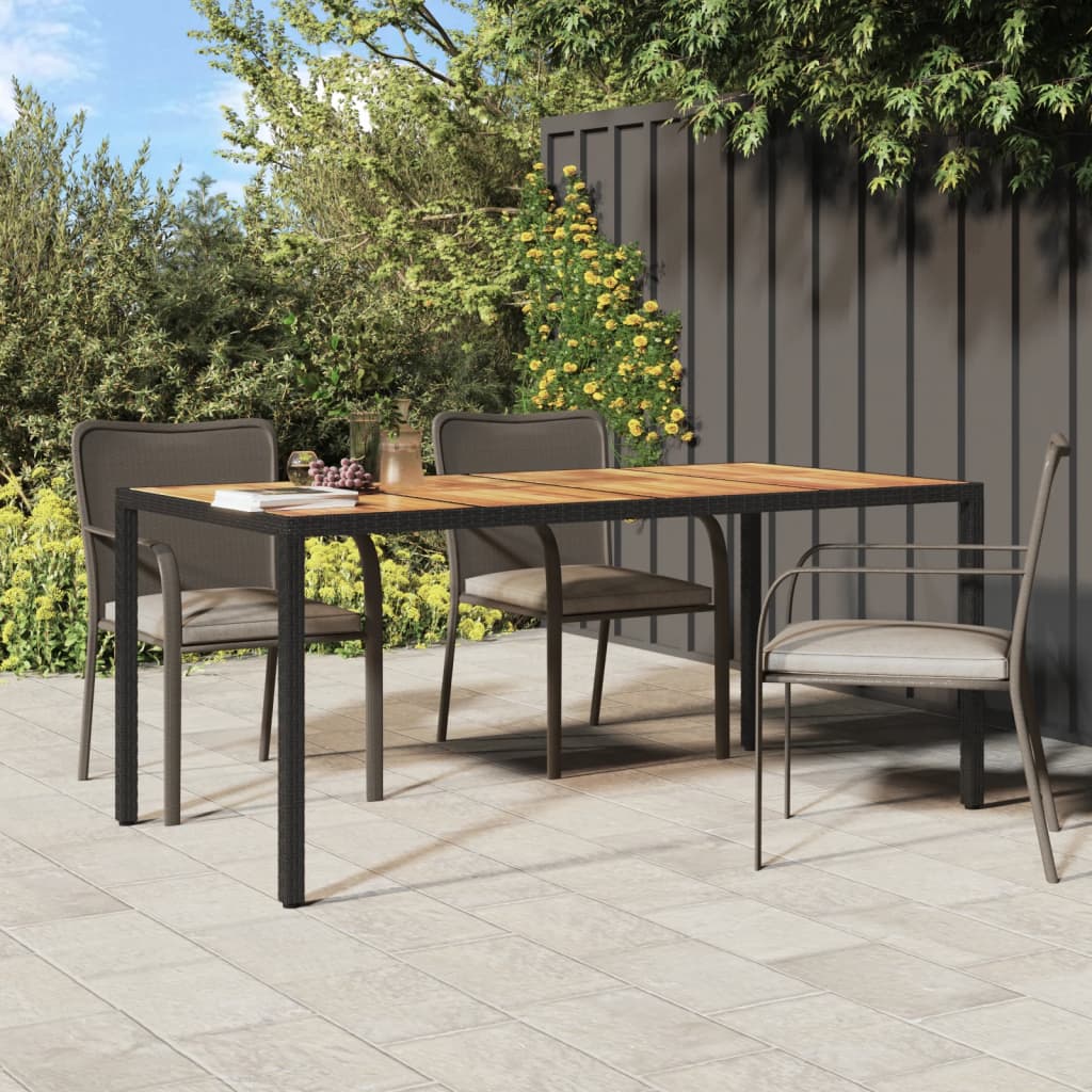 Garden Table Poly Rattan And Acacia Wood