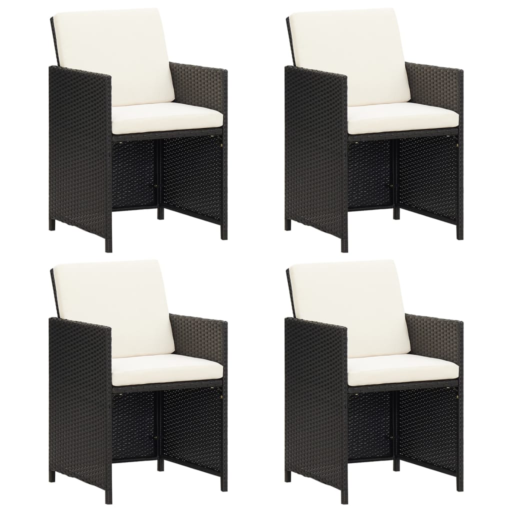 Garden Dining Chairs With Cushions 4 Pcs Poly Rattan