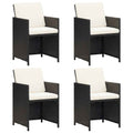 Outdoor Chair Garden Dining Chairs Cushions 4 Pcs Poly Rattan black beige brown