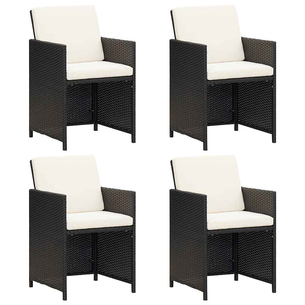 Outdoor Chair Garden Dining Chairs Cushions 4 Pcs Poly Rattan black beige brown