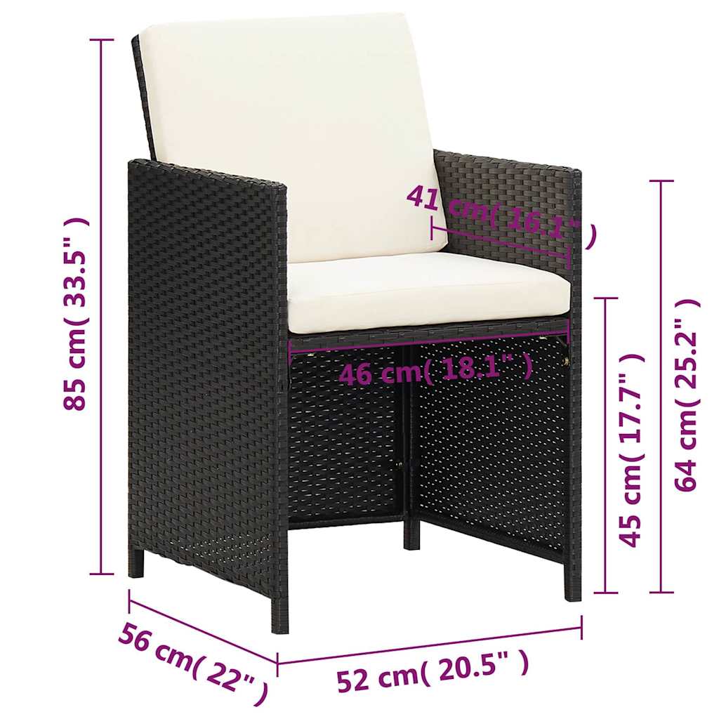 Outdoor Chair Garden Dining Chairs Cushions 4 Pcs Poly Rattan Black Beige Brown