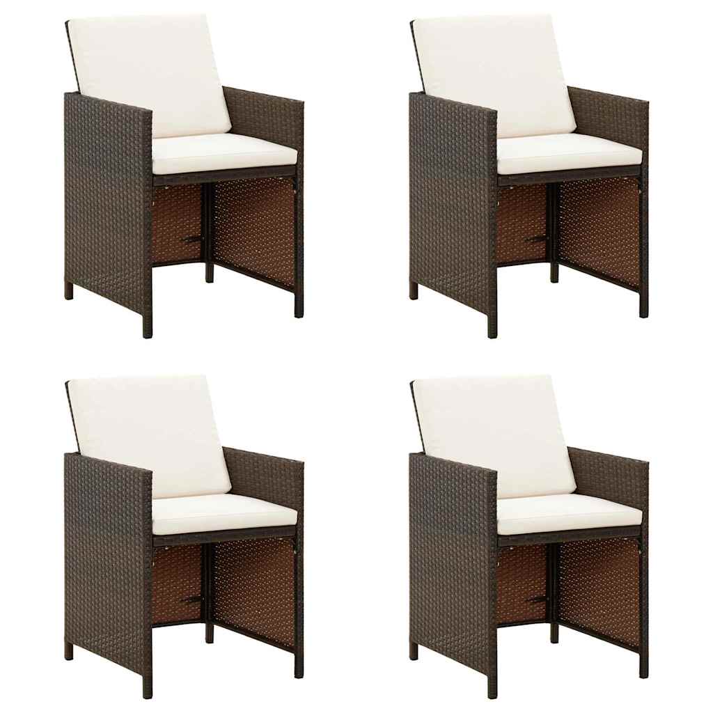 Outdoor Chair Garden Dining Chairs Cushions 4 Pcs Poly Rattan black beige brown