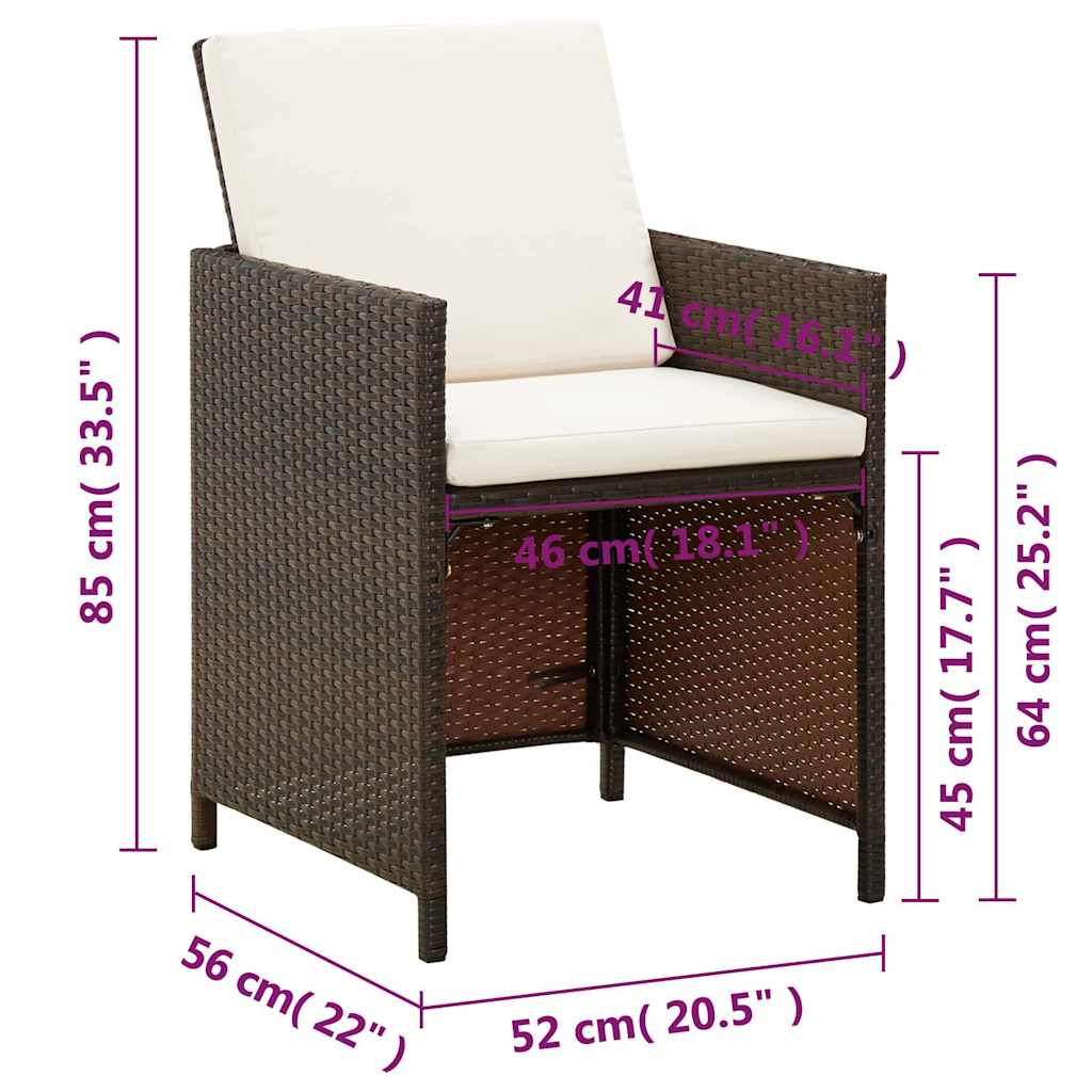 Outdoor Chair Garden Dining Chairs Cushions 4 Pcs Poly Rattan black beige brown