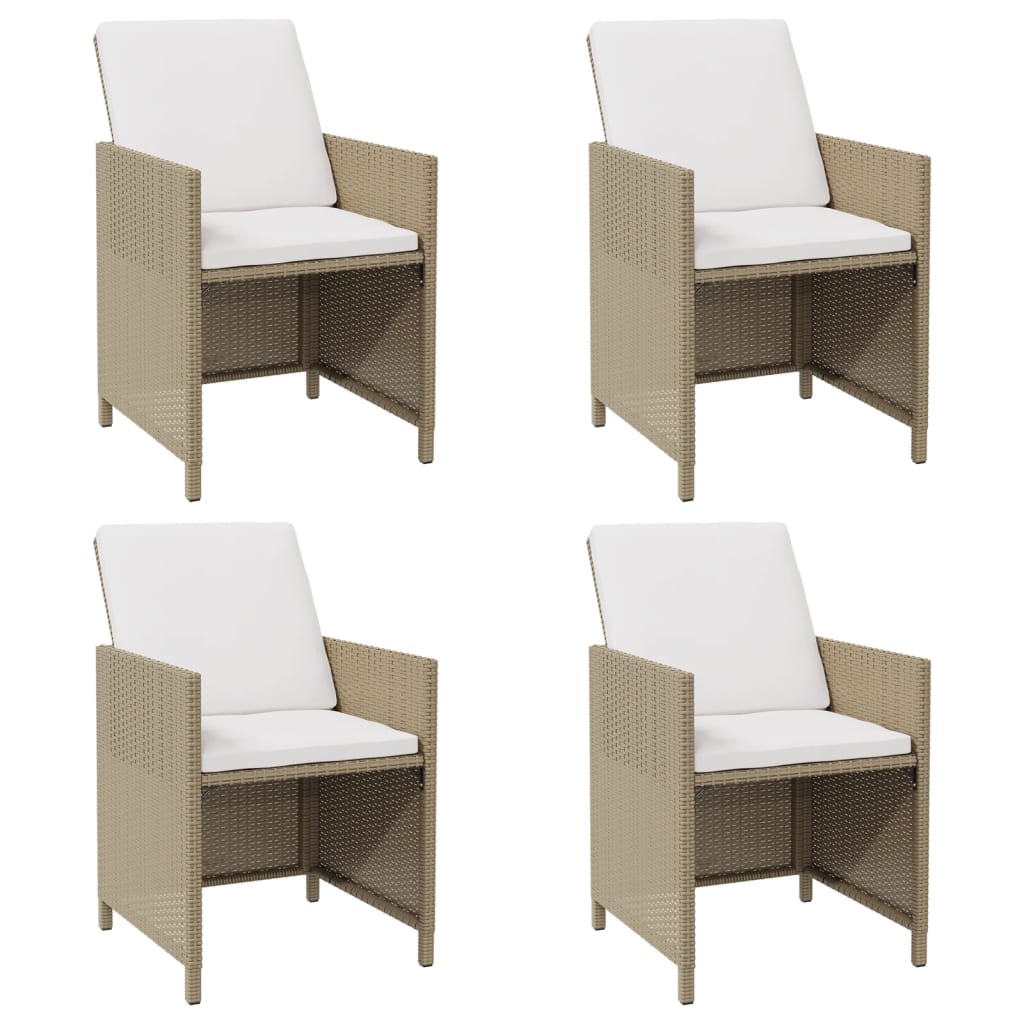 Garden Dining Chairs With Cushions 4 Pcs Poly Rattan