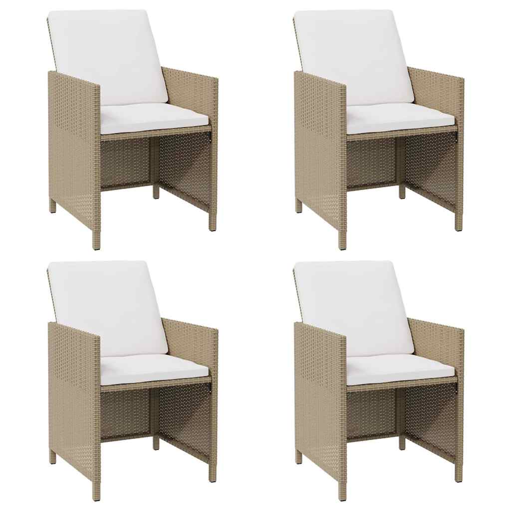 Outdoor Chair Garden Dining Chairs Cushions 4 Pcs Poly Rattan black beige brown