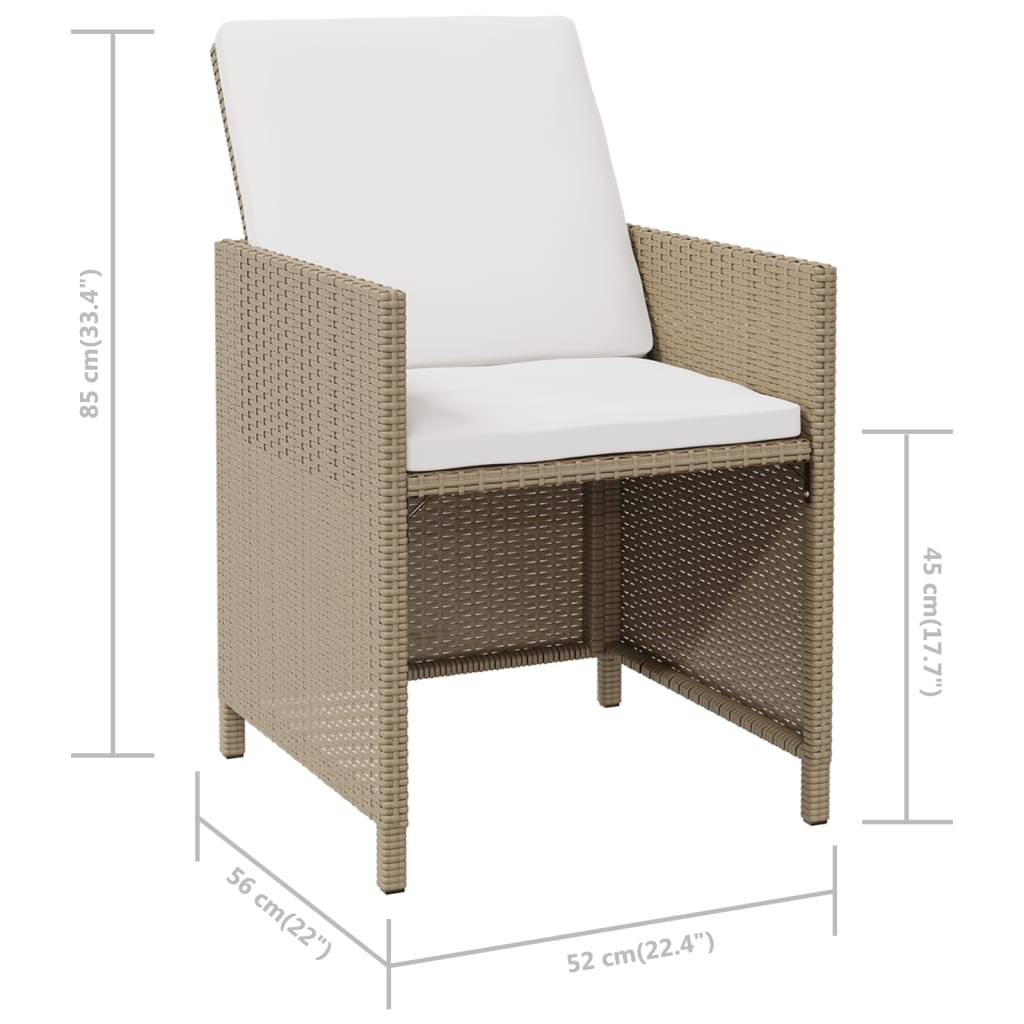 Garden Dining Chairs With Cushions 4 Pcs Poly Rattan