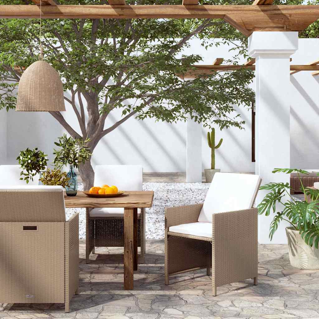Outdoor Chair Garden Dining Chairs Cushions 4 Pcs Poly Rattan Black Beige Brown