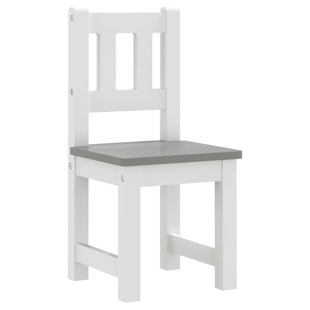 Kids Table and 2 Chairs Set White Grey MDF Children Activity Furniture